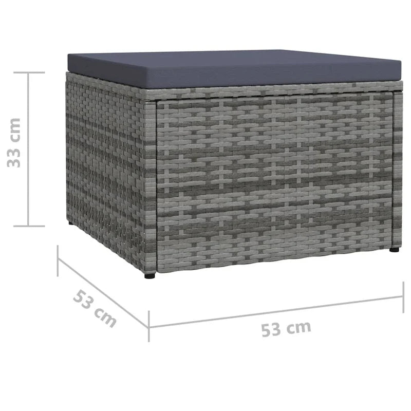 vidaXL Ottoman Outdoor Footstool for Backyard Garden Poolside Poly Rattan
