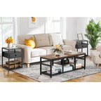 Taomika 3 Pieces Modern Coffee Table Set with Storage Shelves,Brown/Black Sets