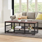 Taomika 3 Pieces Modern Coffee Table Set with Storage Shelves,Brown/Black Sets