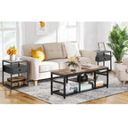 Taomika 3 Pieces Modern Coffee Table Set with Storage Shelves,Brown/Black Sets