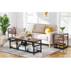 Taomika 3 Pieces Modern Coffee Table Set with Storage Shelves,Brown/Black Sets