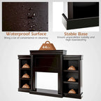 70-Inch Brown Media Entertainment Center with Bookcase and Fireplace Cabinet - 70 x 11x 45(L x W x H)