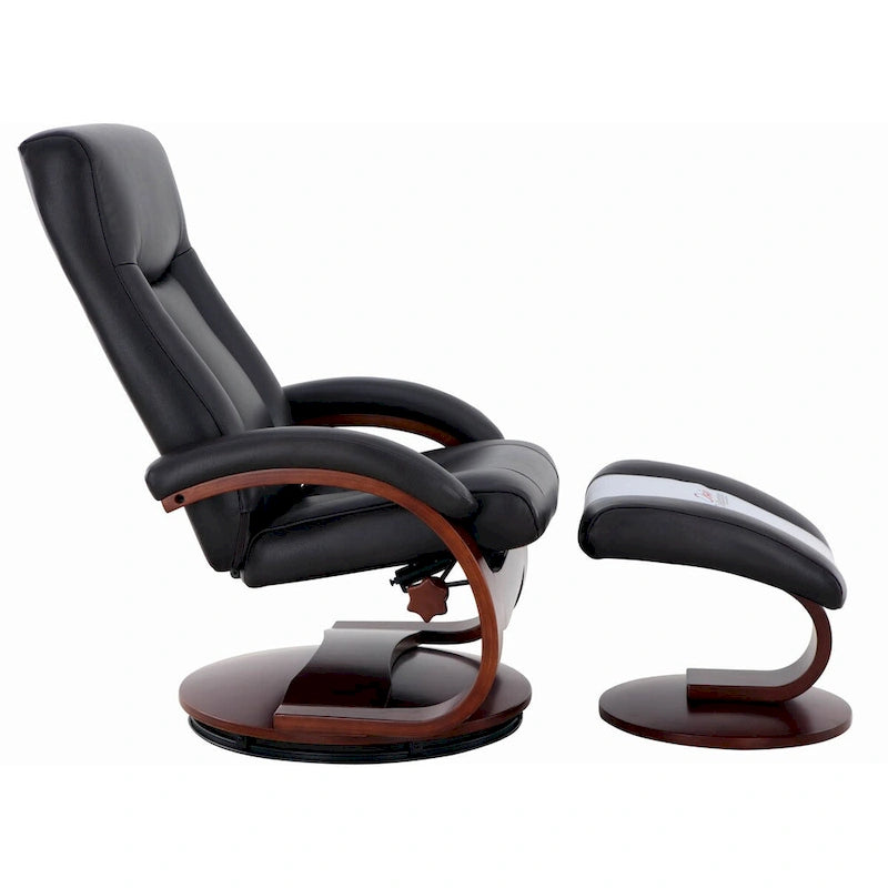 Relax-R Hamilton Recliner and Ottoman with Pillow Top Grain Leather
