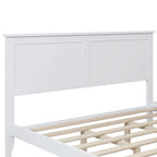White Modern Solid Wood Queen Platform Bed, Elegant and Strong