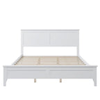 White Modern Solid Wood Queen Platform Bed, Elegant and Strong