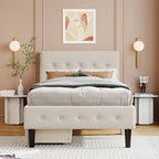 Twin Size Upholstered Platform Bed with 2 Drawers