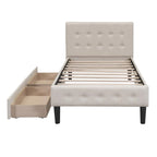 Twin Size Upholstered Platform Bed with 2 Drawers