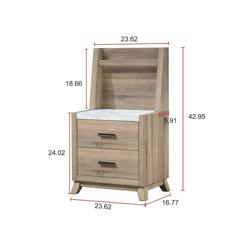 Daemon 5 Piece Light Brown Panel Bedroom Set