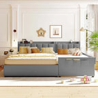 Twin XL Size Upholstered Platform Bed with Hydraulic Storage System