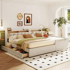 Twin XL Size Upholstered Platform Bed with Hydraulic Storage System