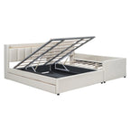 Twin XL Size Upholstered Platform Bed with Hydraulic Storage System