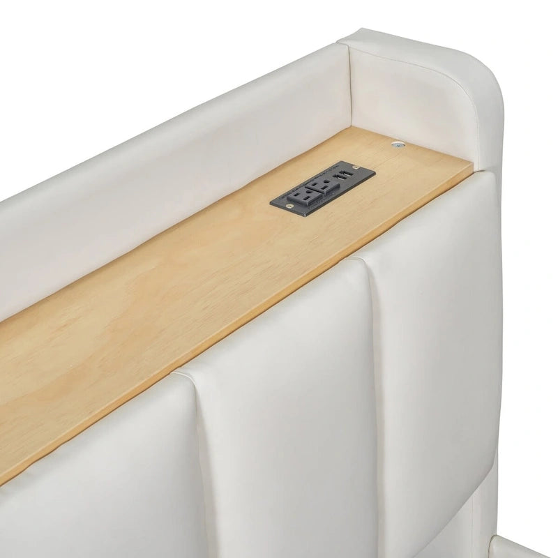 Twin XL Size Upholstered Platform Bed with Hydraulic Storage System