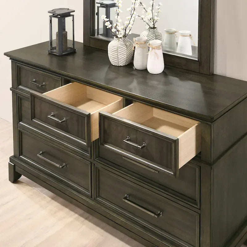 Furniture of America Evva Traditional Grey Wood 6-Piece Panel Bedroom Set