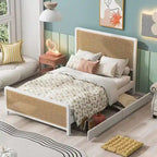 Queen Size Metal Platform Bed with 2 Drawers