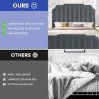 Grey Upholstered Bed Frame Velvet Platform Bedframe Mattress Foundation