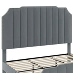 Grey Upholstered Bed Frame Velvet Platform Bedframe Mattress Foundation