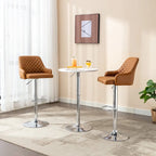 Javlergo Bar Stools Set of 2 Adjustable Swivel PU Leather Counter Height Barstools with Arm and Back
