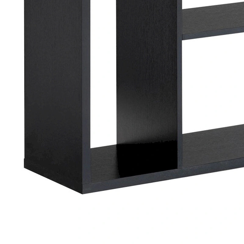 69 Inch Modern Display Cabinet with 7 Multilevel Shelves, 3 Doors, Black