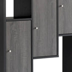 69 Inch Modern Display Cabinet with 7 Multilevel Shelves, 3 Doors, Black