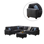 7 Piece Modular L-Shape Sectional Sofa with Ottoman