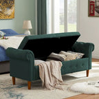 Storage Bench for Bedroom End of Bed Rolled Armed Velvet Ottoman Couch Long Bench