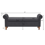 Storage Bench for Bedroom End of Bed Rolled Armed Velvet Ottoman Couch Long Bench