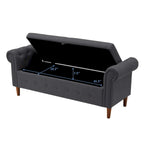Storage Bench for Bedroom End of Bed Rolled Armed Velvet Ottoman Couch Long Bench