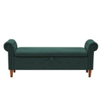 Storage Bench for Bedroom End of Bed Rolled Armed Velvet Ottoman Couch Long Bench