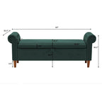 Storage Bench for Bedroom End of Bed Rolled Armed Velvet Ottoman Couch Long Bench
