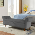 Storage Bench for Bedroom End of Bed Rolled Armed Velvet Ottoman Couch Long Bench