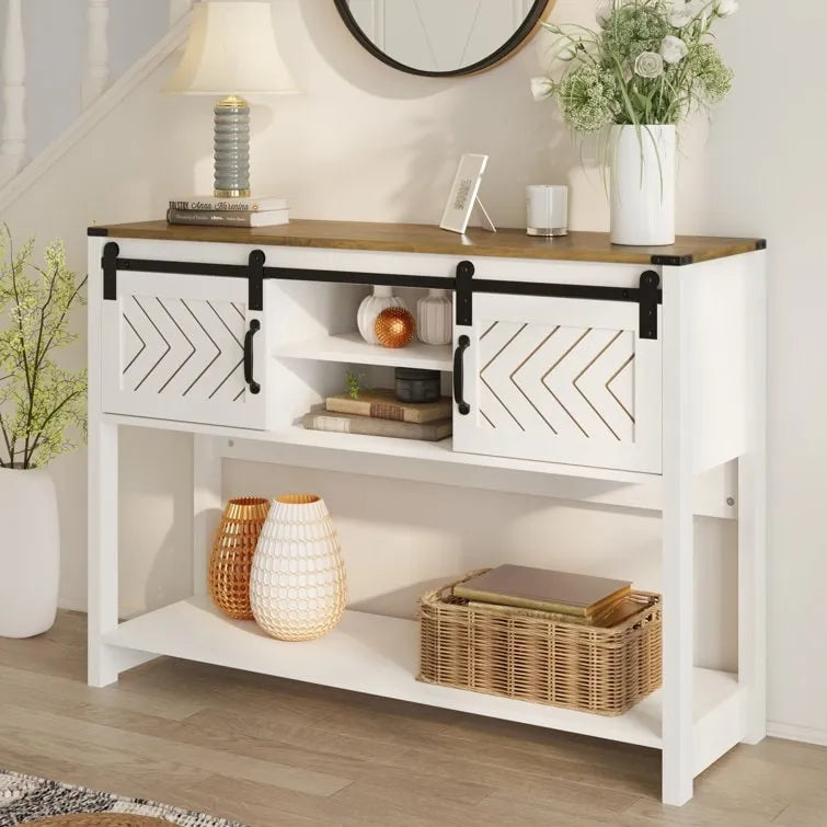 46 Console Table with Sliding Barn Door