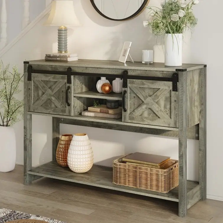46 Console Table with Sliding Barn Door