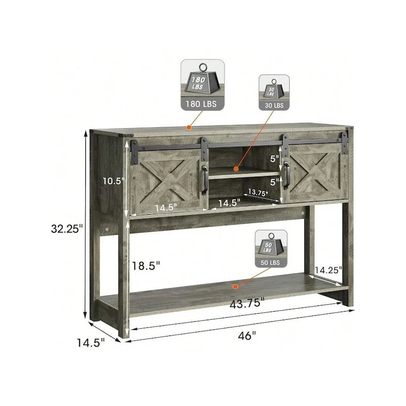 46 Console Table with Sliding Barn Door