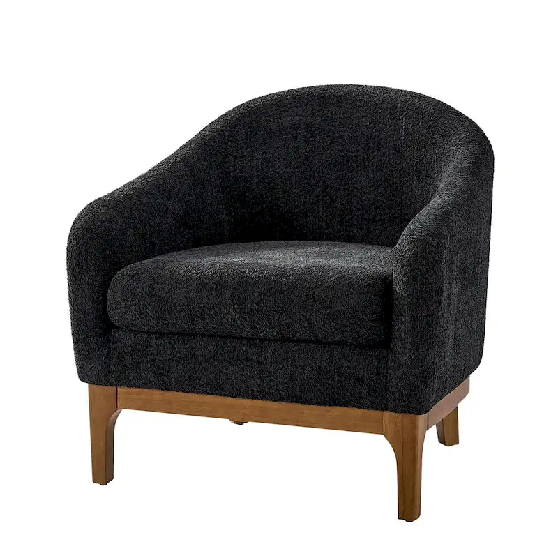 Augus Modern Boucle Accent Barrel Chair with Solid Wood Legs by HULALA HOME