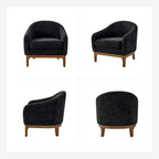 Augus Modern Boucle Accent Barrel Chair with Solid Wood Legs by HULALA HOME