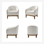 Augus Modern Boucle Accent Barrel Chair with Solid Wood Legs by HULALA HOME