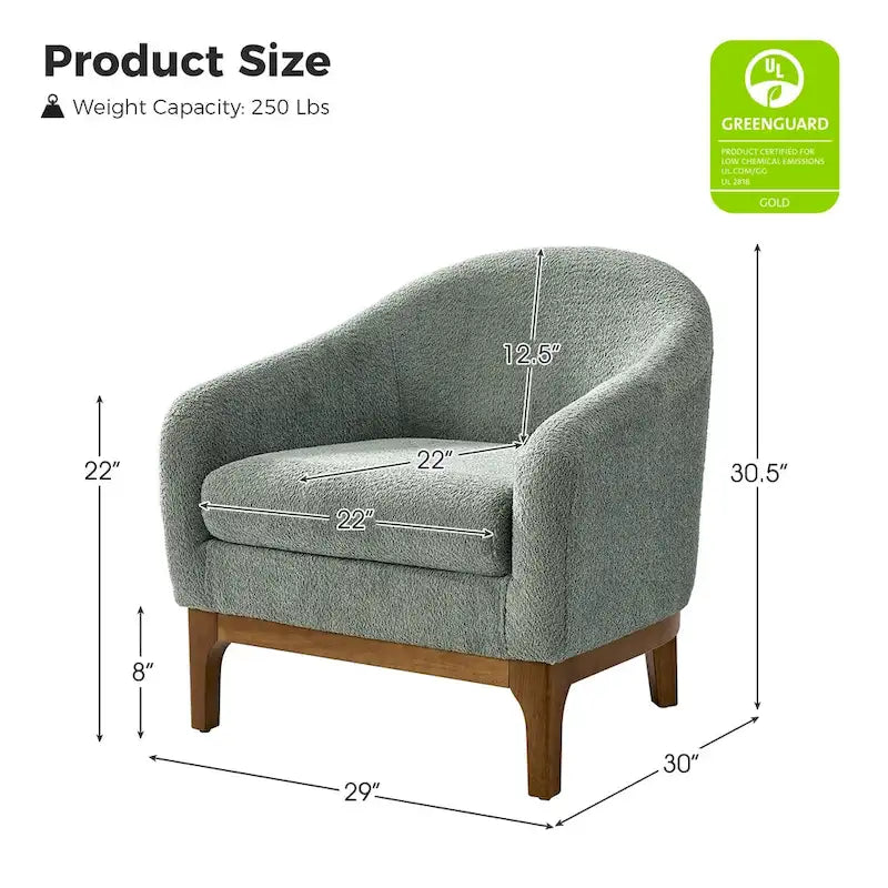 Augus Modern Boucle Accent Barrel Chair with Solid Wood Legs by HULALA HOME