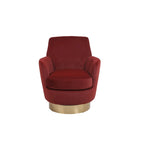 Velvet Swivel Barrel Chair, Swivel Accent Chairs Armchair, Reading Chairs, Round Barrel Chairs with Gold Stainless Steel Base