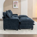 112.6 Chenille Upholstered Sectional Sofa with 2 Removable Ottoman