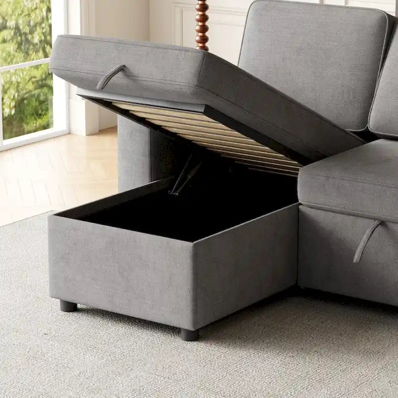 2 in 1 Pull Out Sofa Bed with Storage and Charging Port