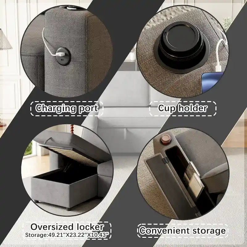 2 in 1 Pull Out Sofa Bed with Storage and Charging Port