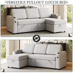 2 in 1 Pull Out Sofa Bed with Storage and Charging Port