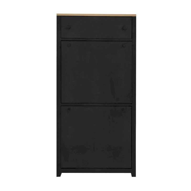 Entryway Organizer with 2 Drawers,Wood Grain Pattern Top Shoe Cabinet with Drawer, Free Standing Shoe Rack with Adjustable Panel