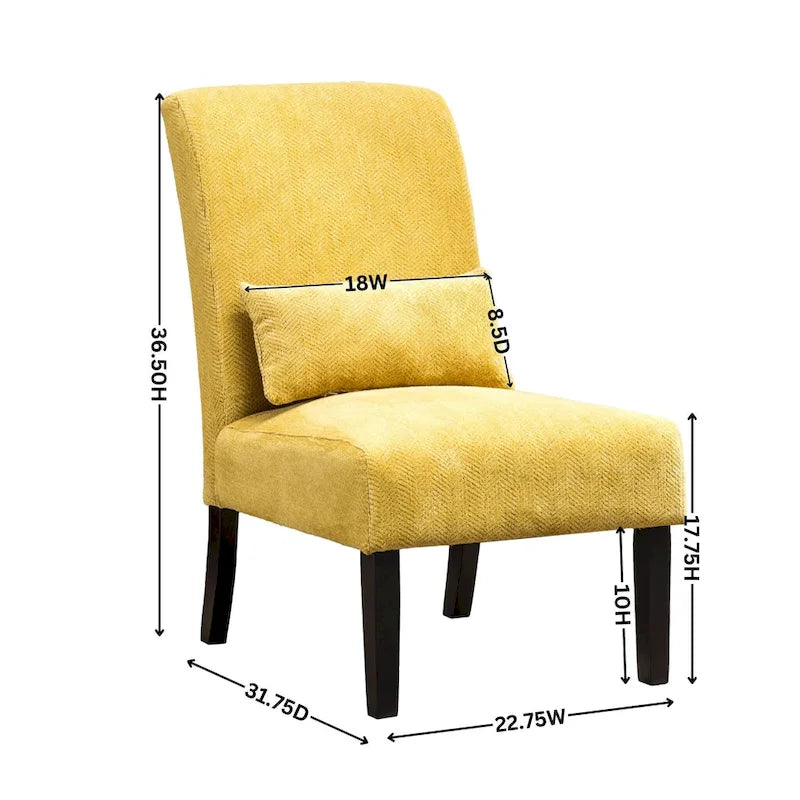 Armless Accent Chair With Pillow
