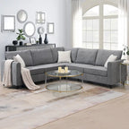 Modern 3-Piece Sectional Sofa, L Shape Upholstered Couch with 3 Pillows