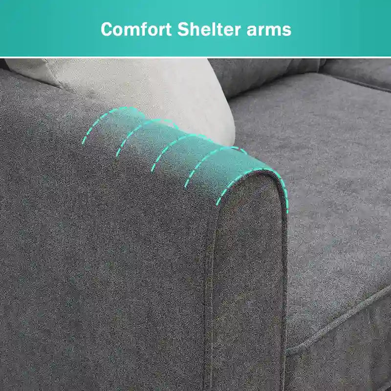 Modern 3-Piece Sectional Sofa, L Shape Upholstered Couch with 3 Pillows