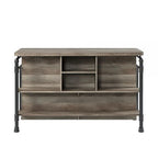 59 Inch Kitchen Island with 2 Shelves, Industrial Antique Oak Brown, Gray