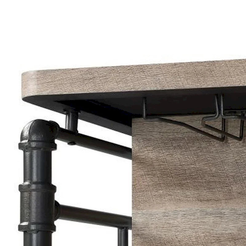 59 Inch Kitchen Island with 2 Shelves, Industrial Antique Oak Brown, Gray