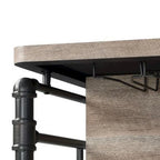 59 Inch Kitchen Island with 2 Shelves, Industrial Antique Oak Brown, Gray