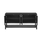 Modern Functional Entryway Console Table with Four-Door Storage and Open Shelf